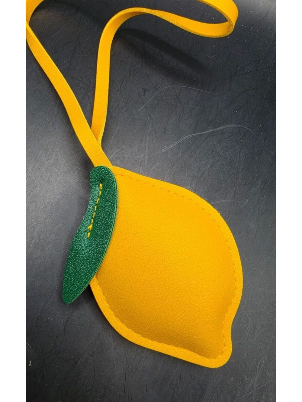 Cute Yellow Lemon Shaped Crossbody Bag with Green Leaf Accent
